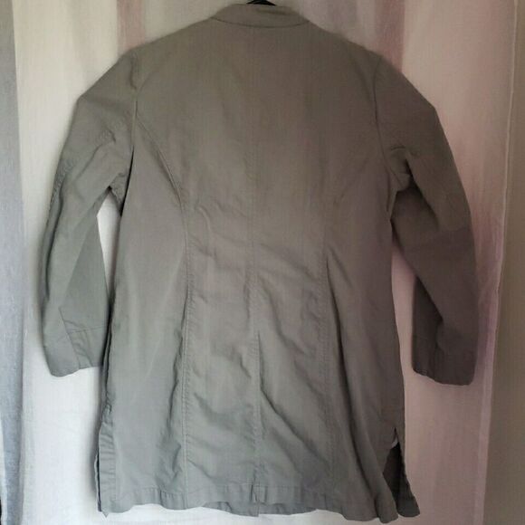 Coldwater Creek Women Trench Coat Size L Gray Buttons Pockets Cotton Lightweight - Picture 10 of 13